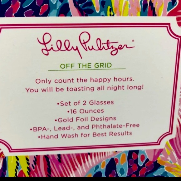 Lilly Pulitzer Stemless Wine Glasses NIB - Picture 2 of 2